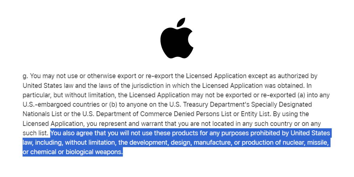 Auszug aus der App Store EULA