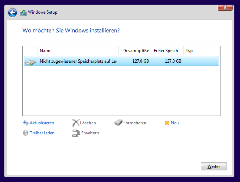 Datenträger auswählen