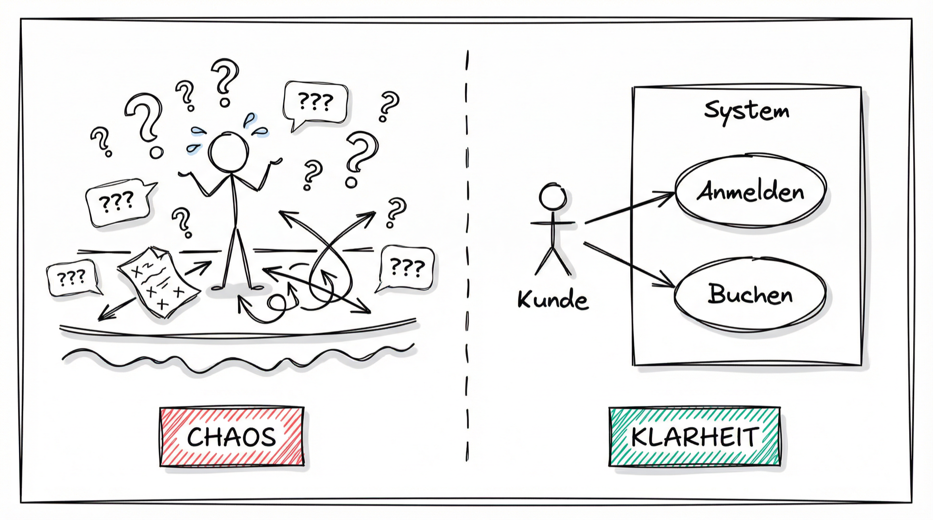 Chaos vs. Klarheit durch Anwendungsfalldiagramme