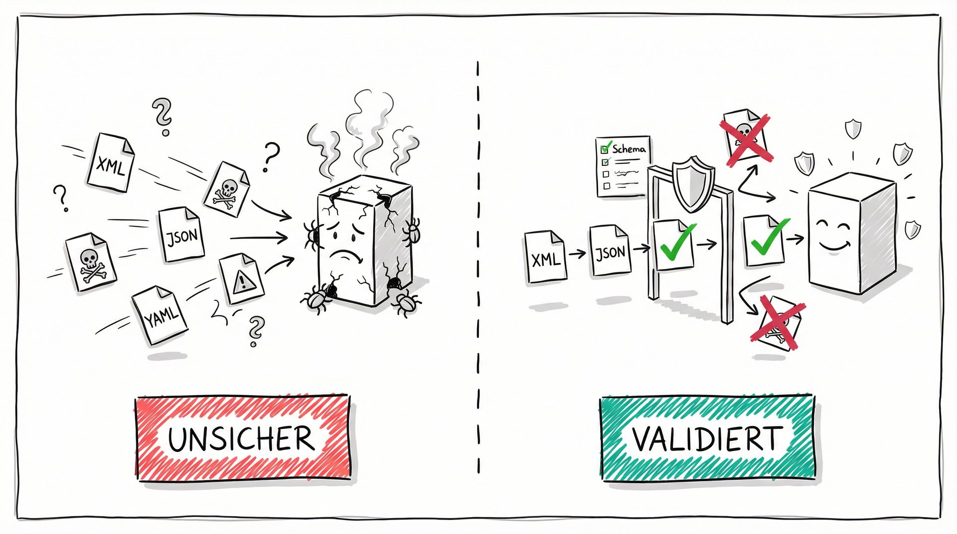 Unsichere vs. validierte Datenverarbeitung