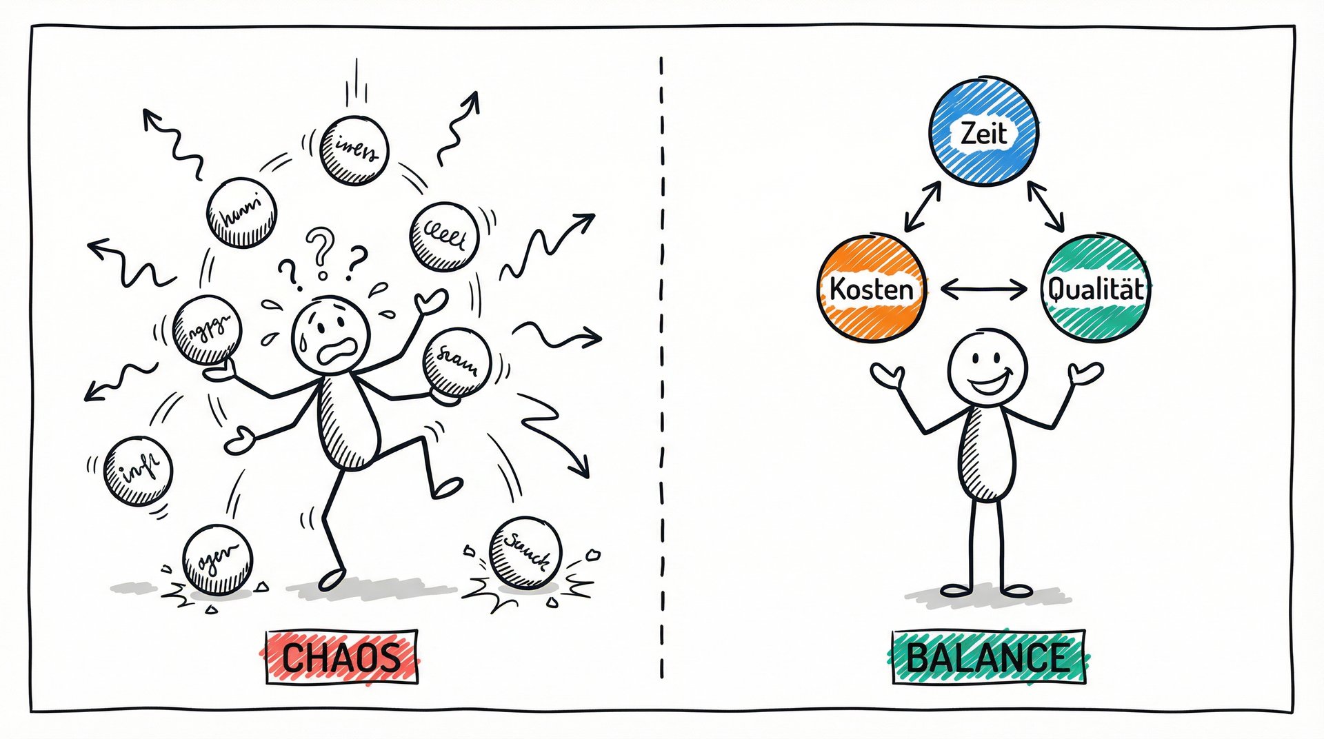 Chaos vs. Balance im Projektmanagement - Das Magische Dreieck
