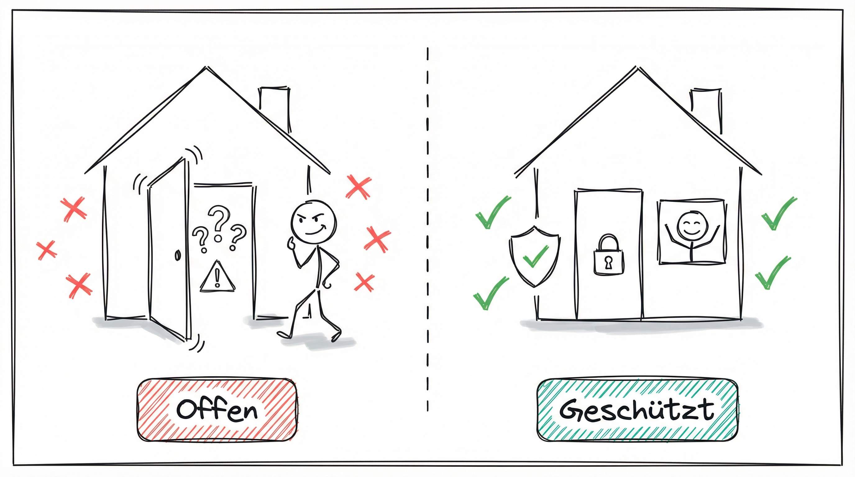 Netzwerksicherheit: Offen vs. Geschützt