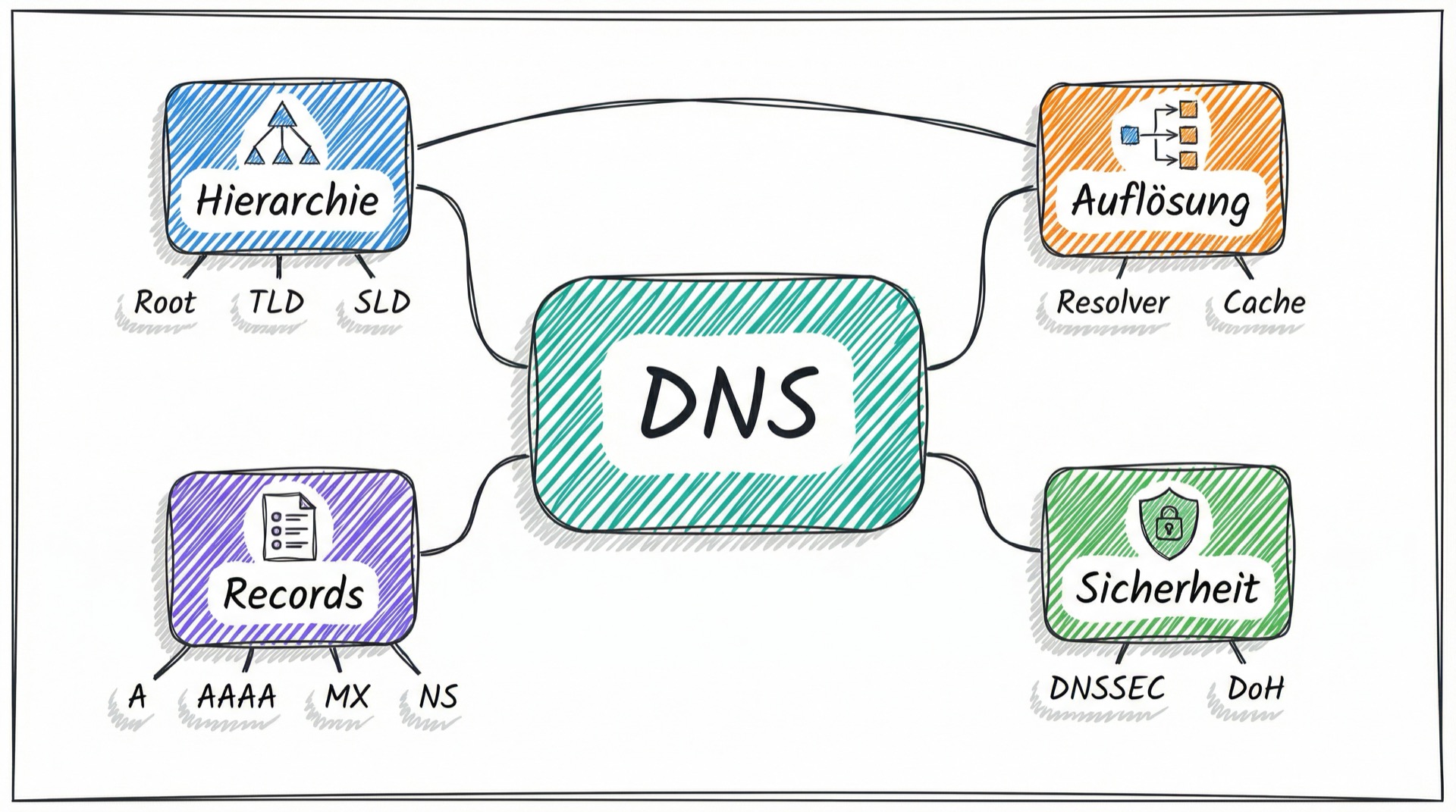 DNS Konzept-Übersicht: Hierarchie, Auflösung, Records und Sicherheit