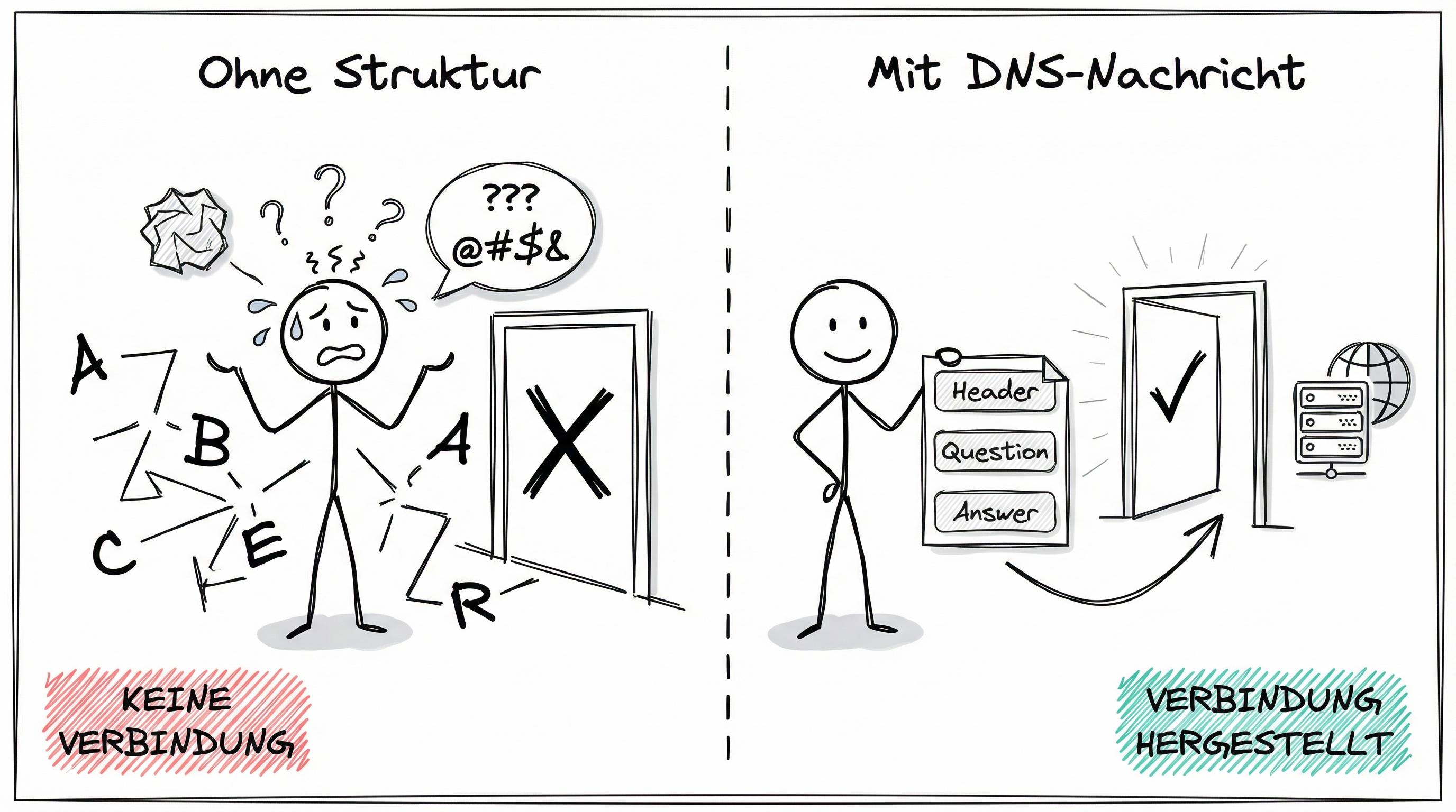 Ohne Struktur keine Verbindung - Mit DNS-Nachricht Verbindung hergestellt