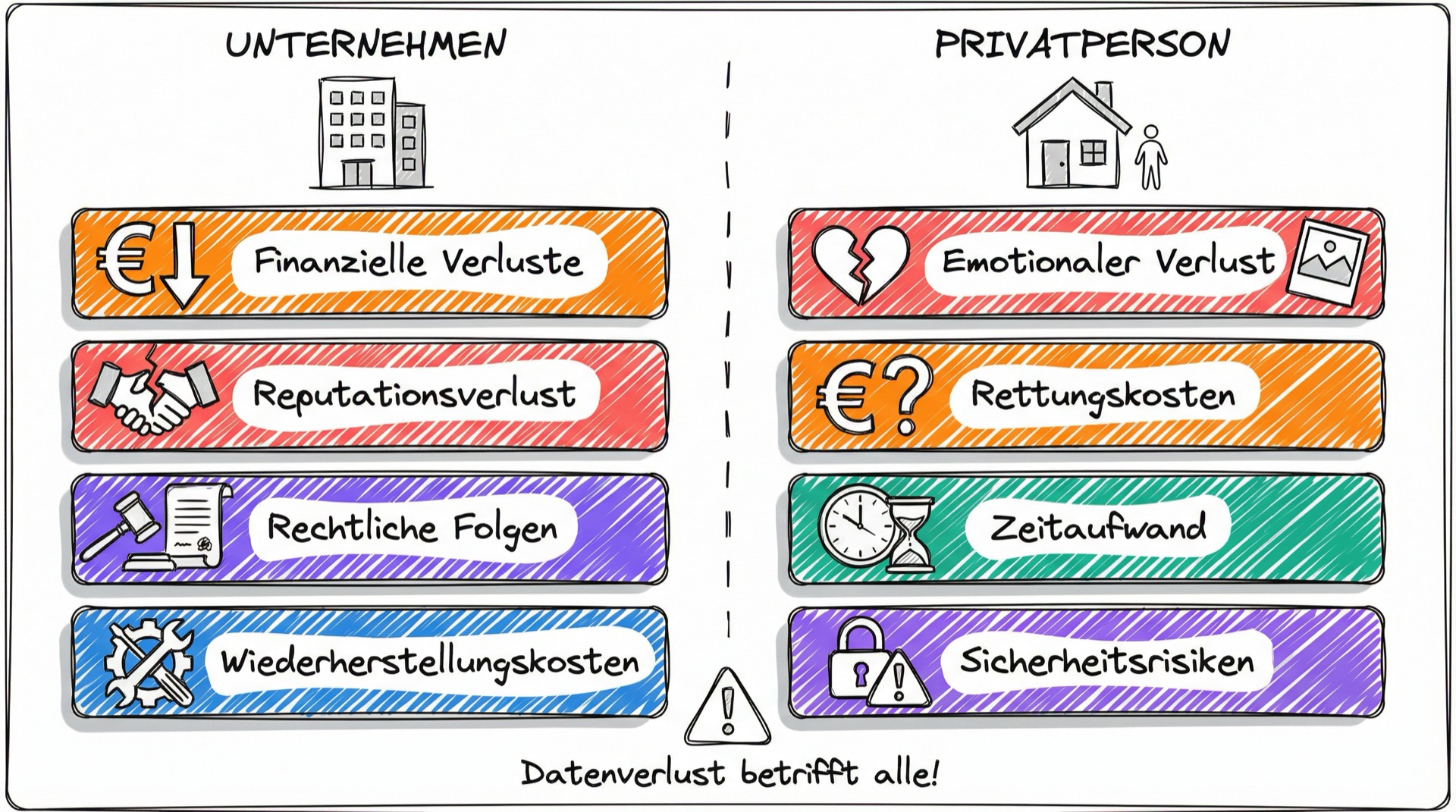 Konsequenzen von Datenverlust für Unternehmen und Privatpersonen