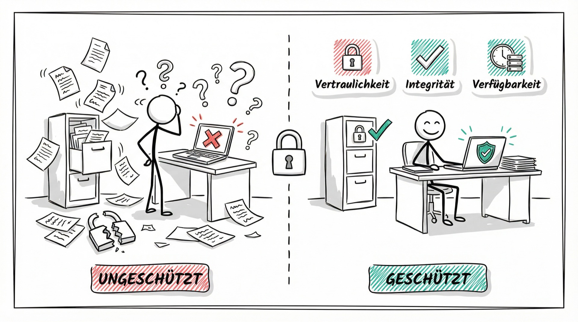 Ungeschützt vs. Geschützt: Visualisierung von Informationssicherheit