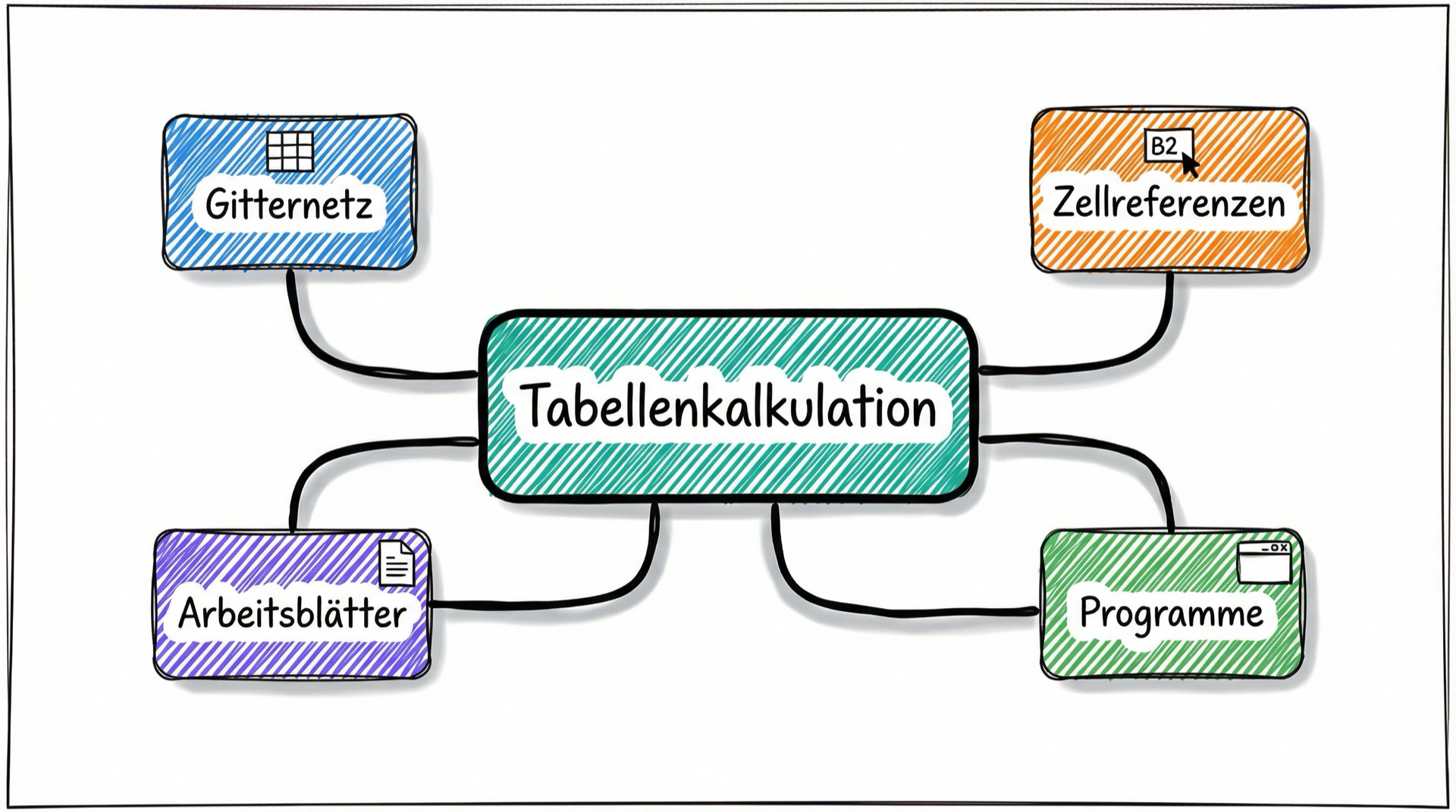 Mind-Map: Kernkonzepte der Tabellenkalkulation