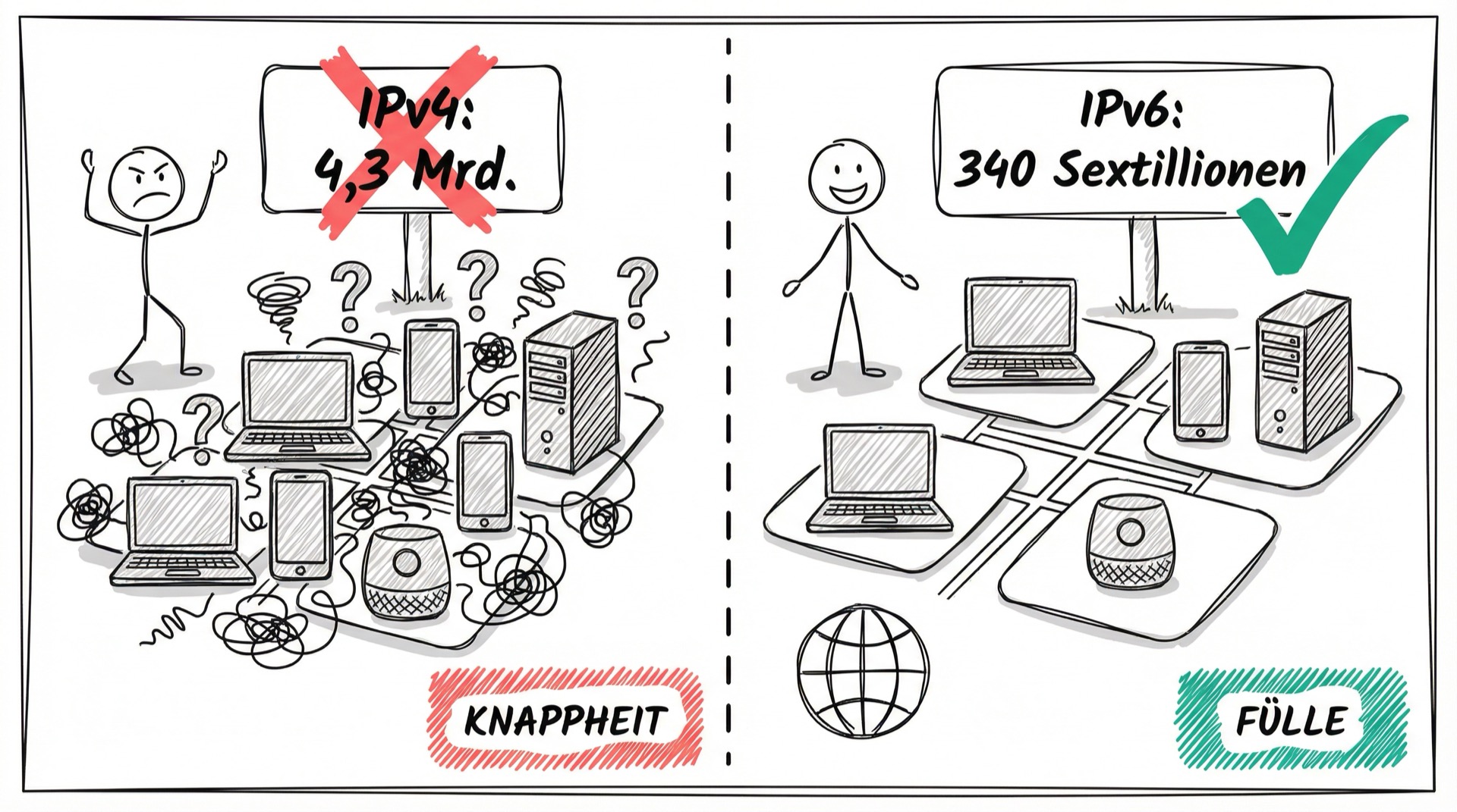 IPv4-Knappheit vs. IPv6-Fülle im Vergleich
