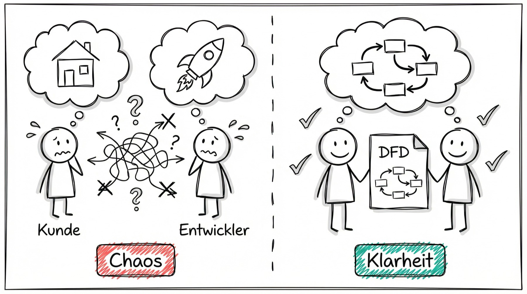 Chaos ohne Spezifikation vs. Klarheit mit Spezifikation