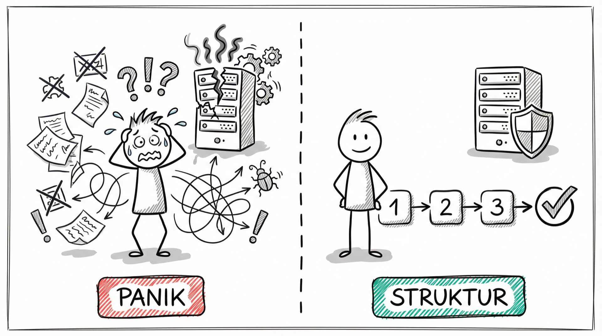 Chaos ohne Fehlermanagement vs. Struktur mit Fehlermanagement