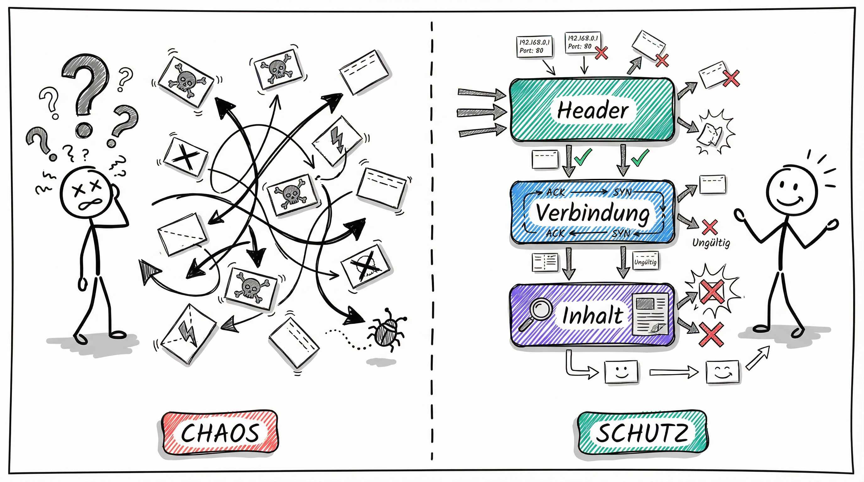 Chaos ohne Filter vs. Schutz durch Filterschichten