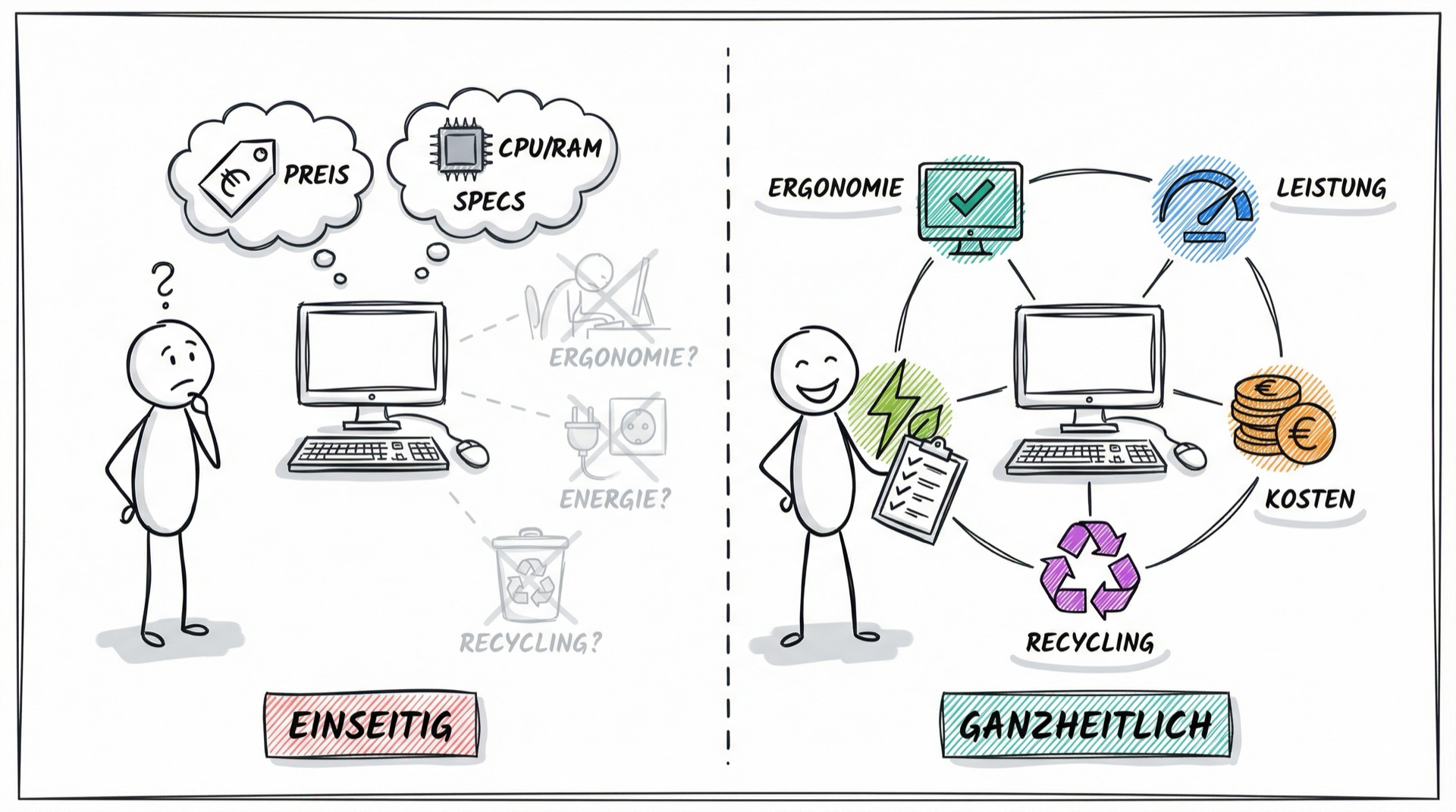 Vergleich: Einseitige vs. ganzheitliche IT-Bewertung mit 5 Kriterien
