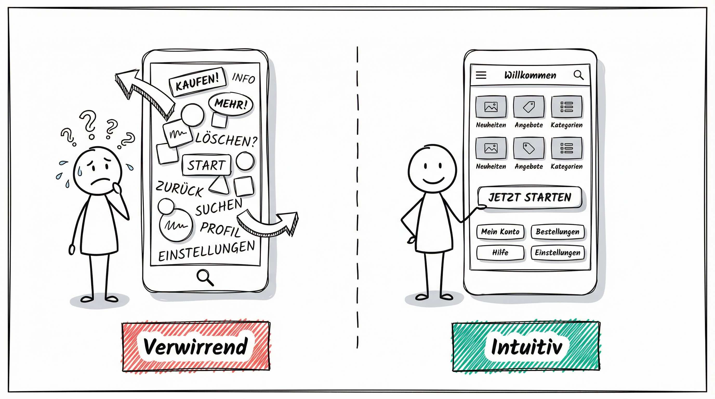 Verwirrende vs. intuitive Benutzeroberfläche