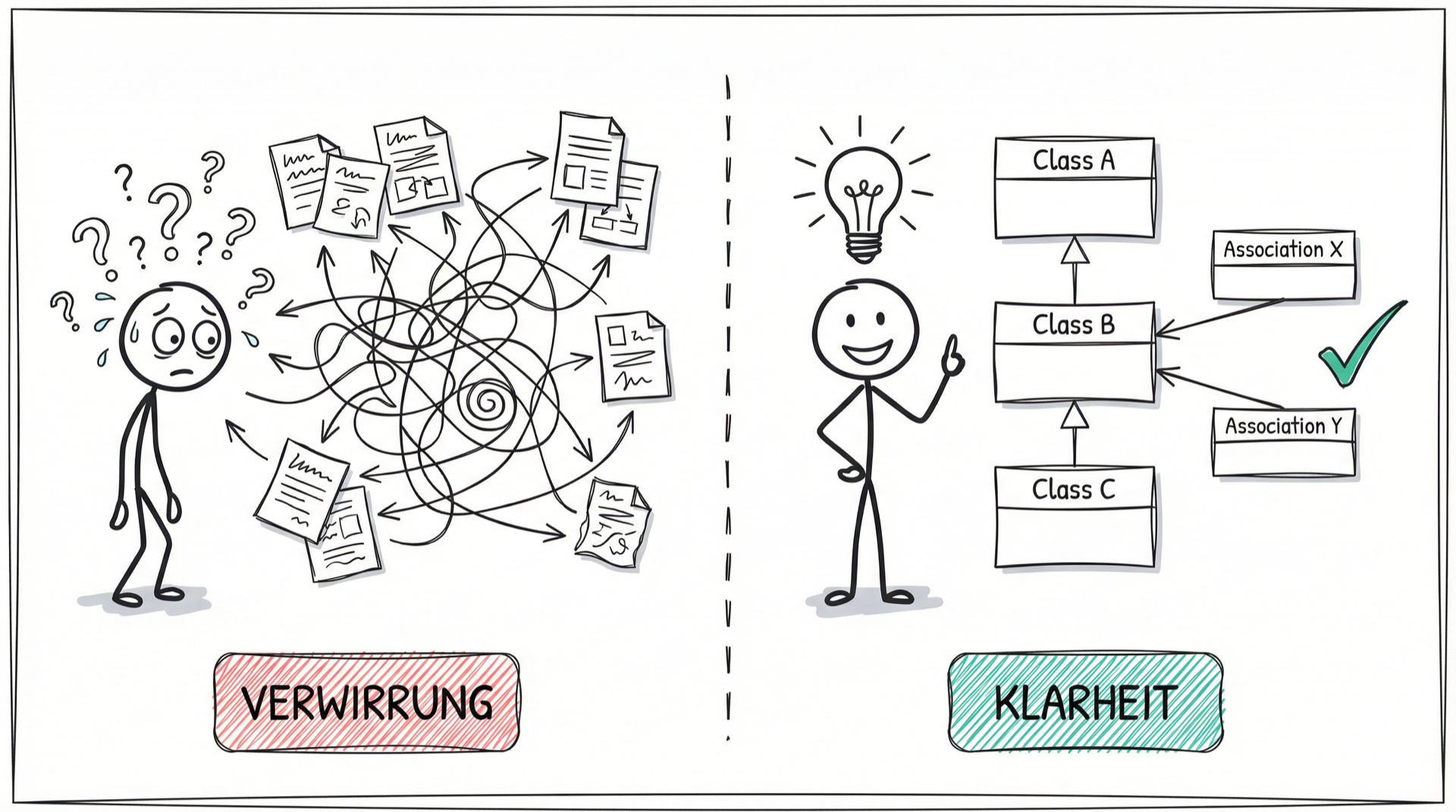 Verwirrung ohne UML vs. Klarheit mit UML