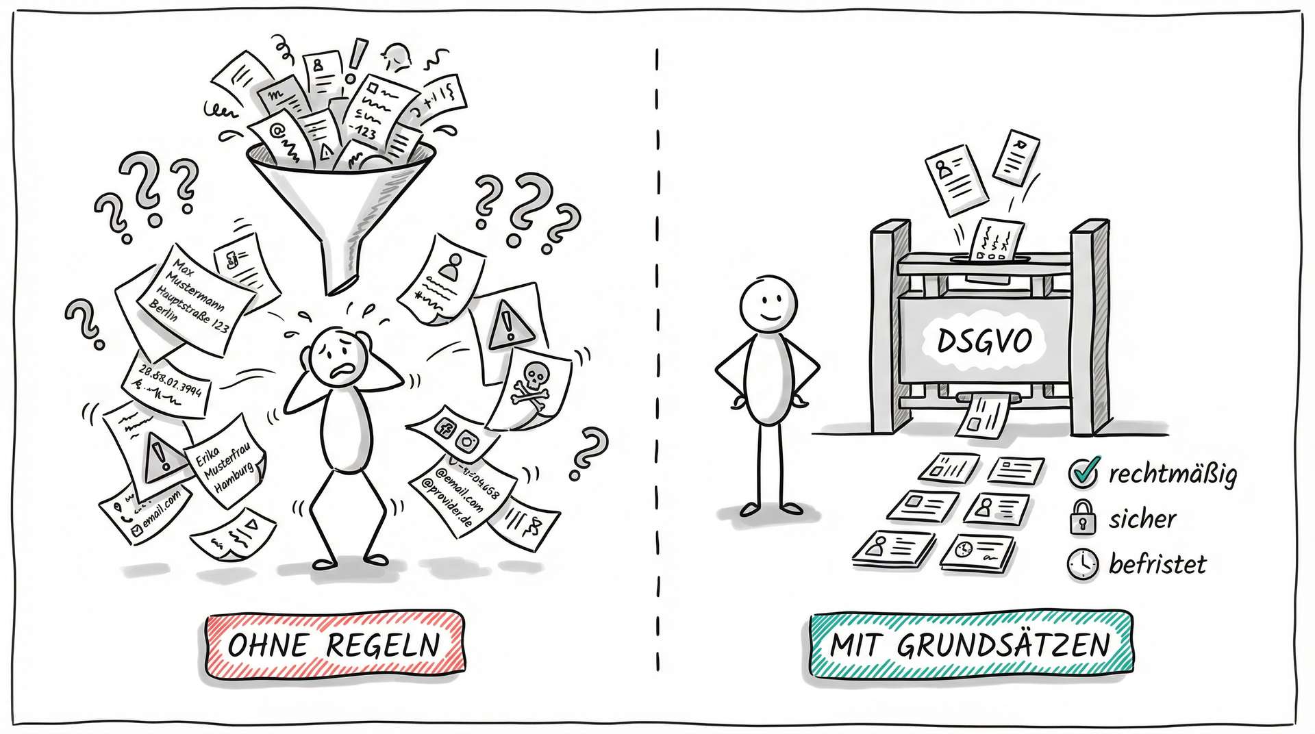 Ohne Regeln vs. Mit DSGVO-Grundsätzen