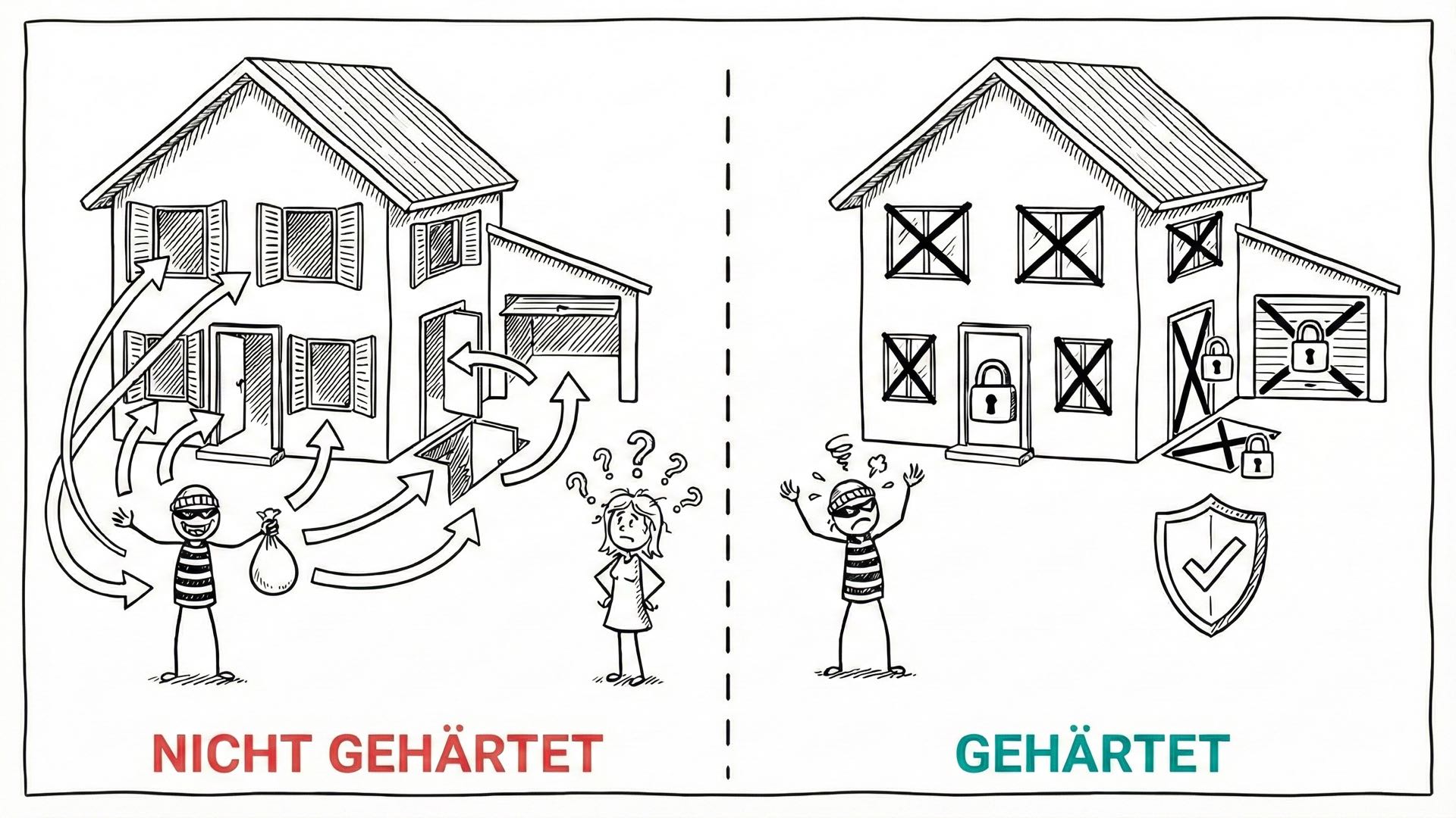 Ungehärtetes vs. gehärtetes System