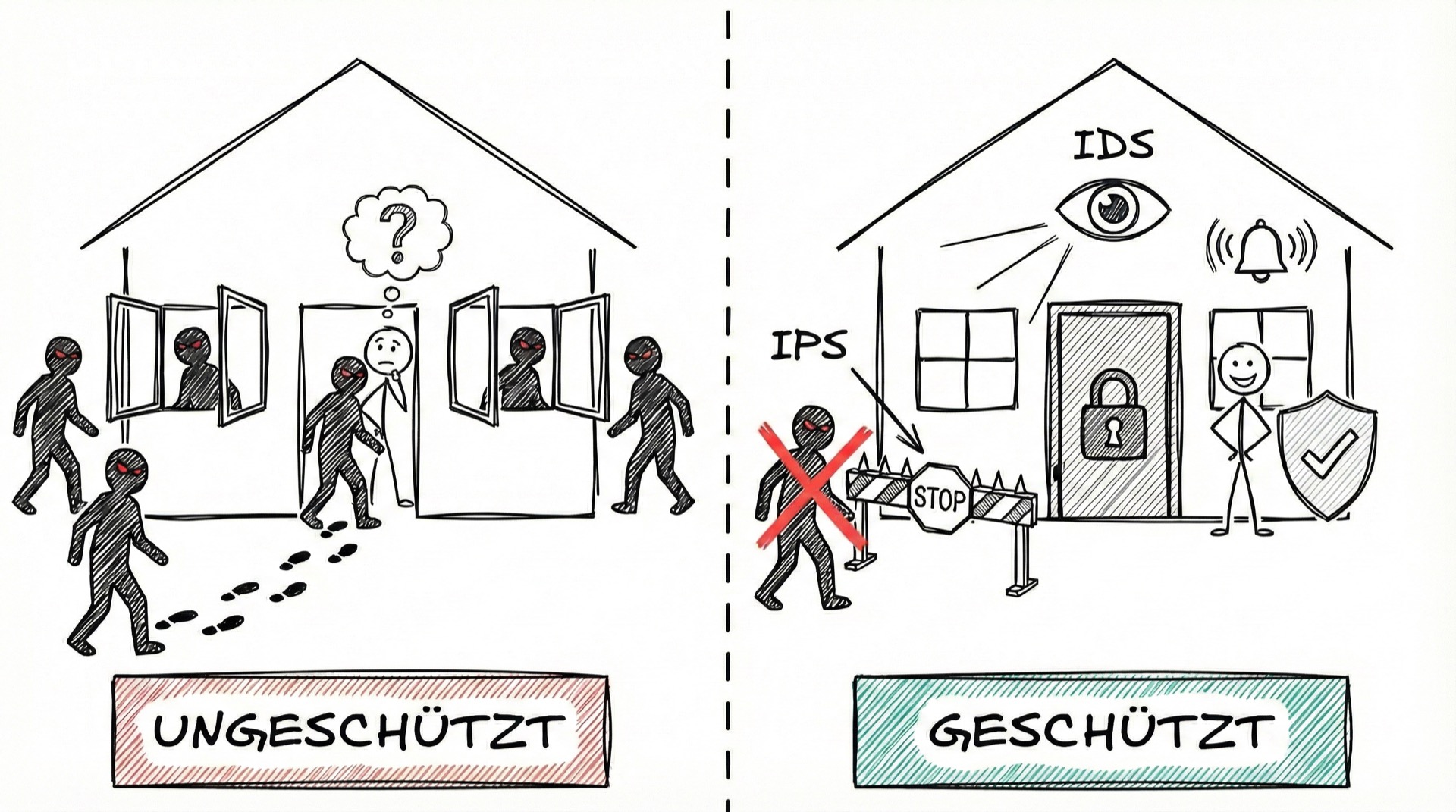 Ungeschütztes vs. geschütztes Netzwerk