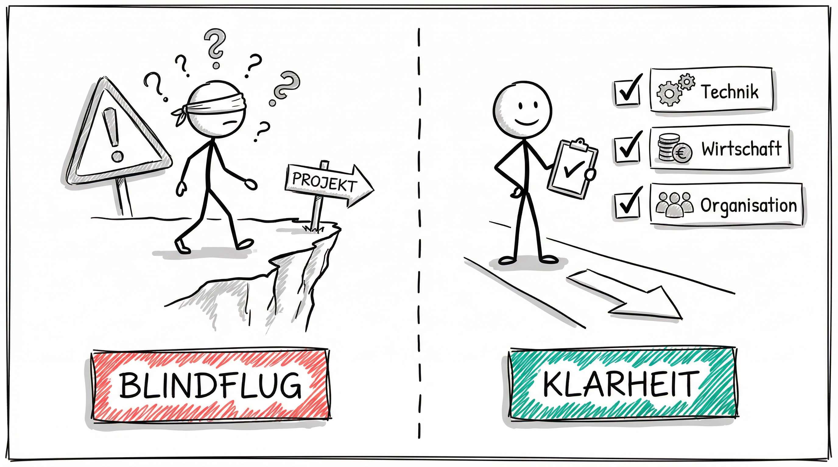 Blindflug vs. Klarheit bei Projektentscheidungen