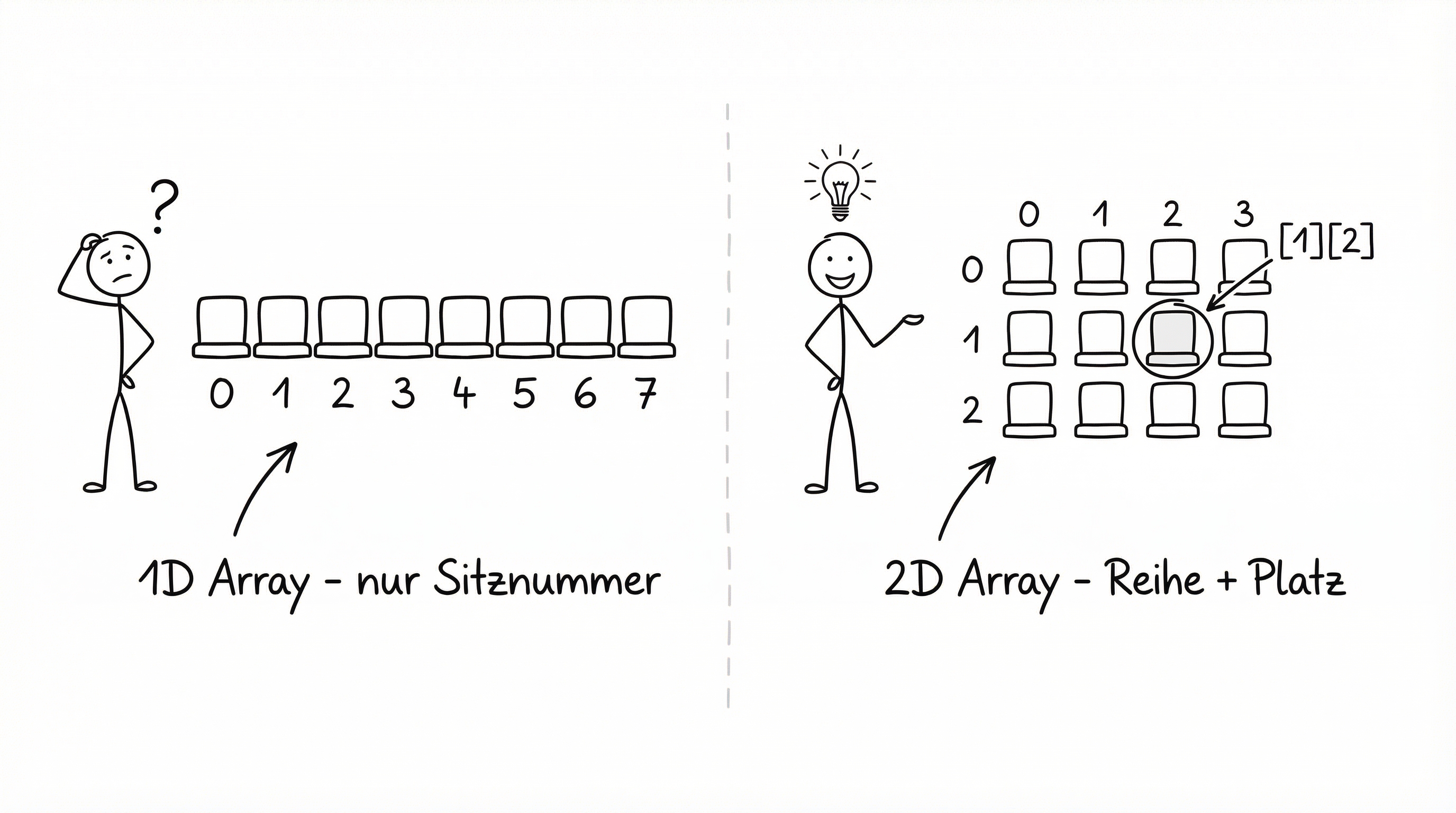 1D vs 2D Array - Kinokonzept