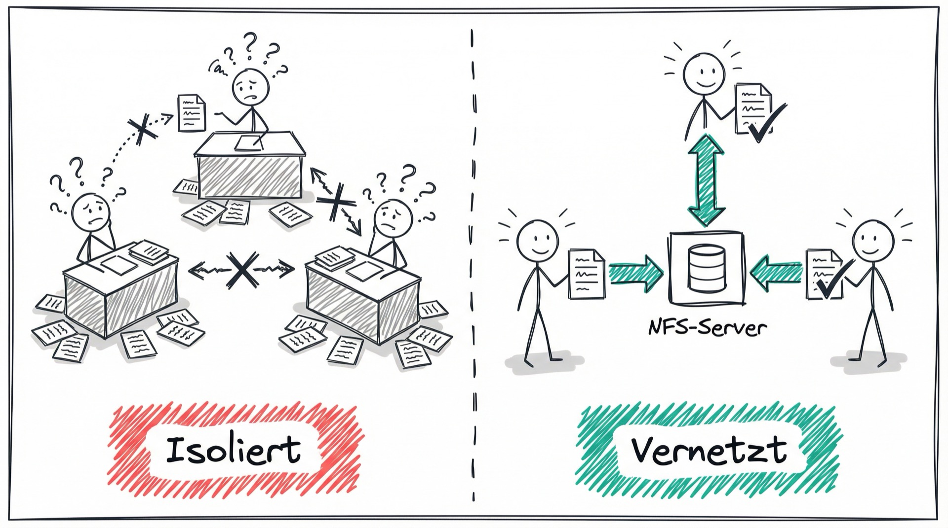 Isolierte Rechner vs. vernetzte NFS-Umgebung