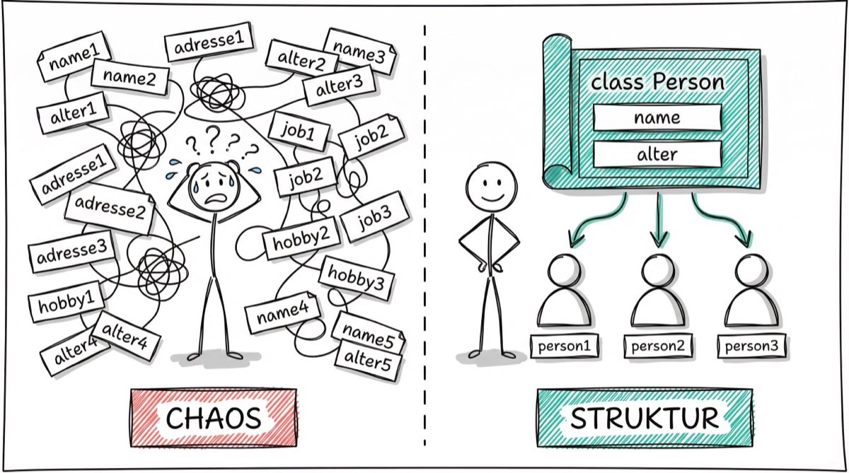 Chaos einzelner Variablen vs. strukturierte Klasse mit Objekten