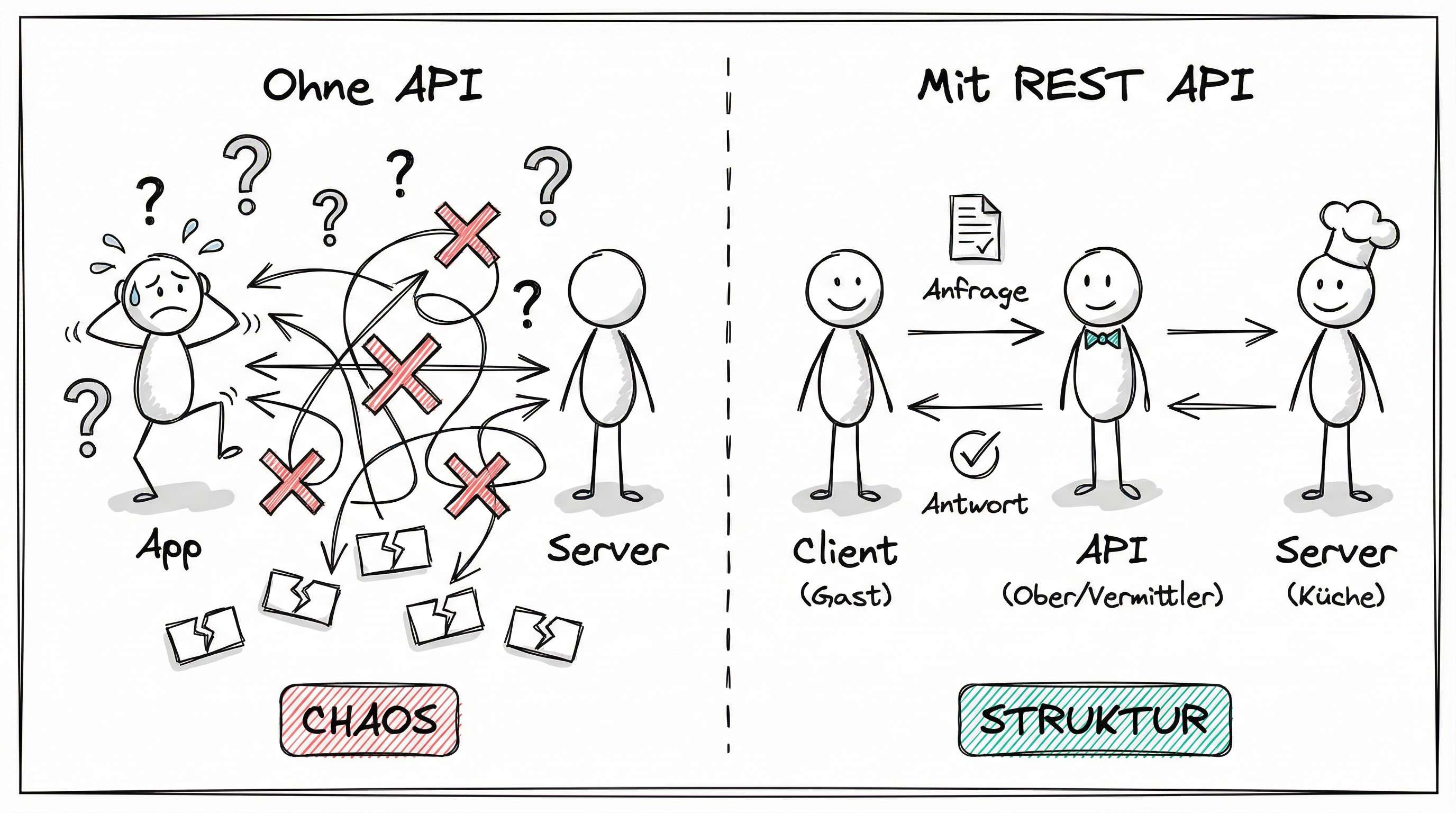 Chaos ohne API vs. Struktur mit REST API