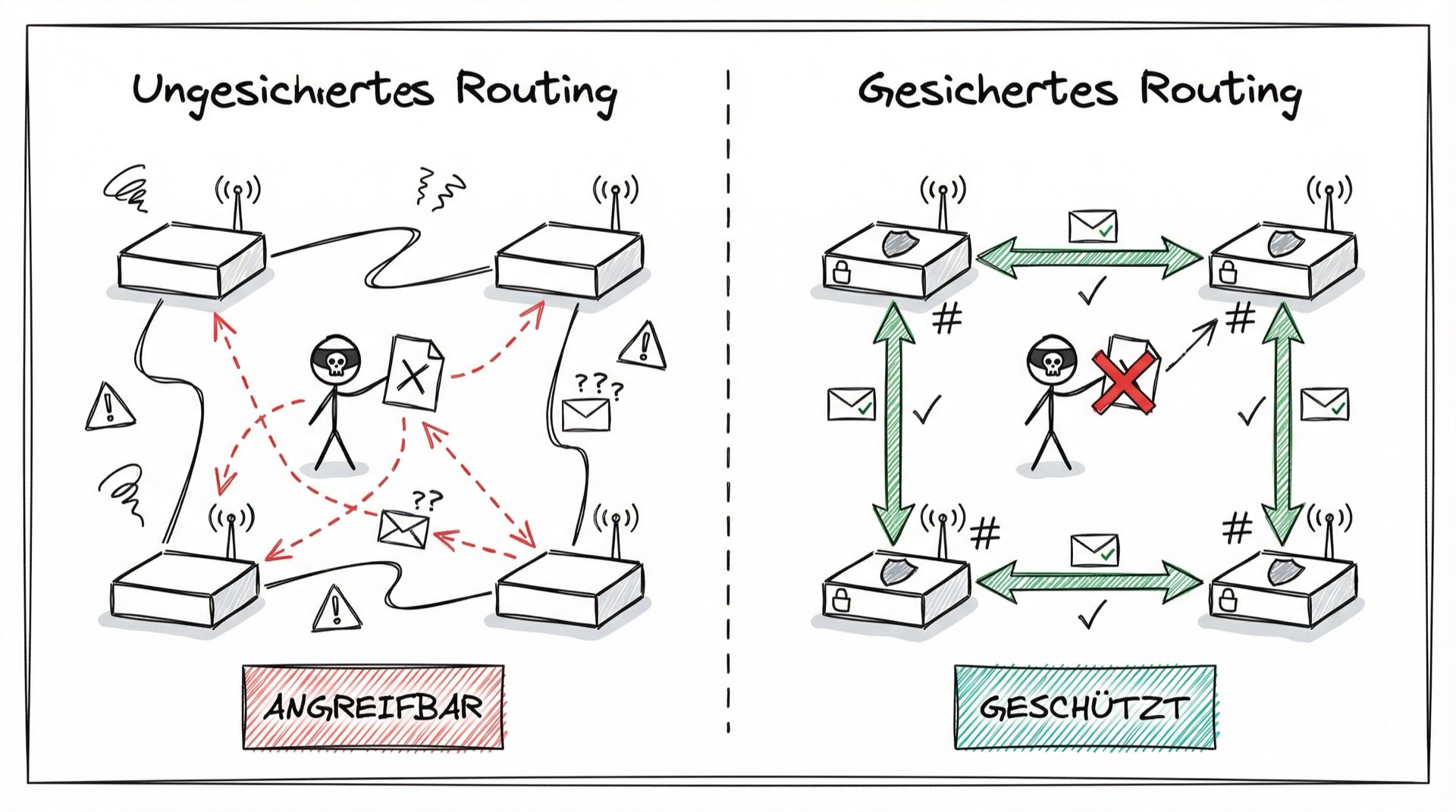 Ungesichertes vs. gesichertes Routing