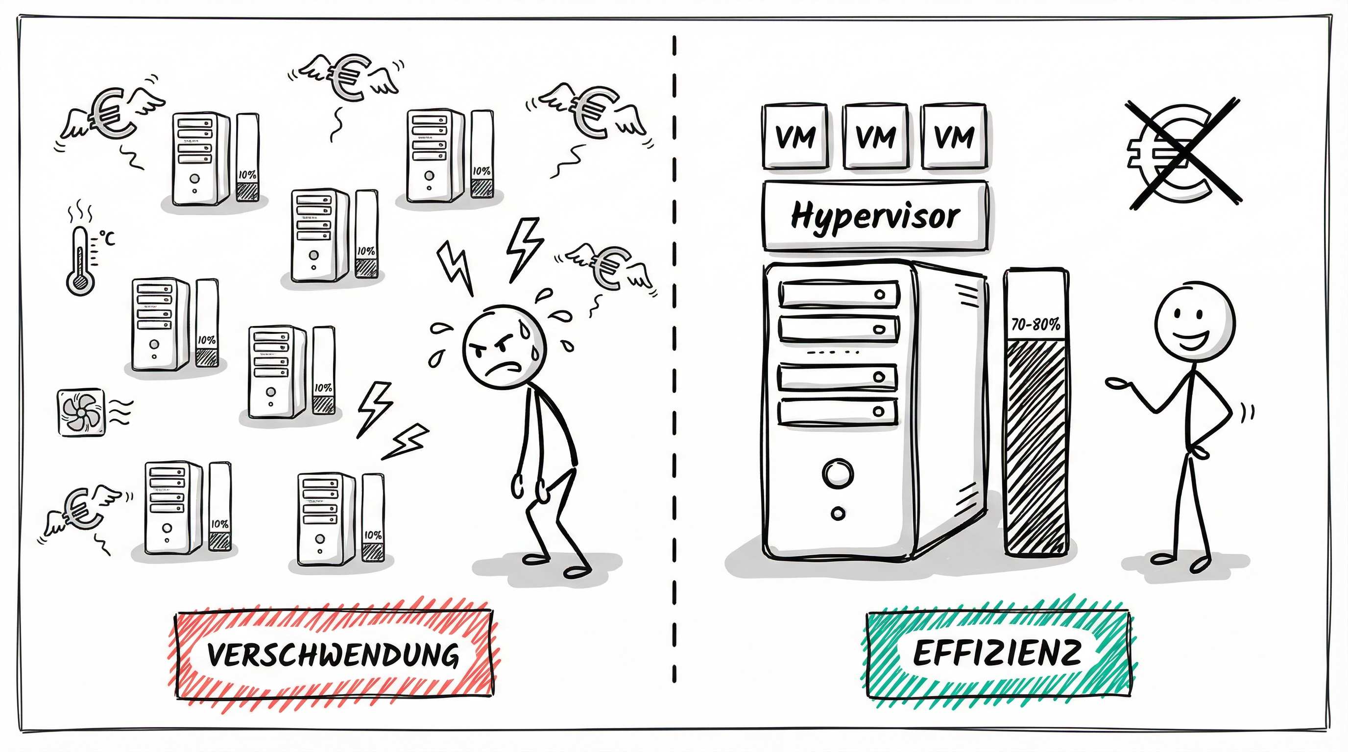 Servervirtualisierung: Verschwendung vs. Effizienz