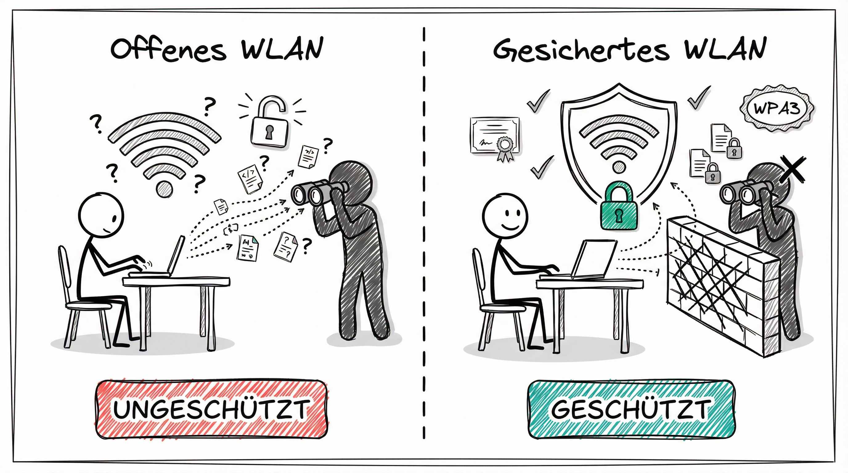 Offenes vs. gesichertes WLAN