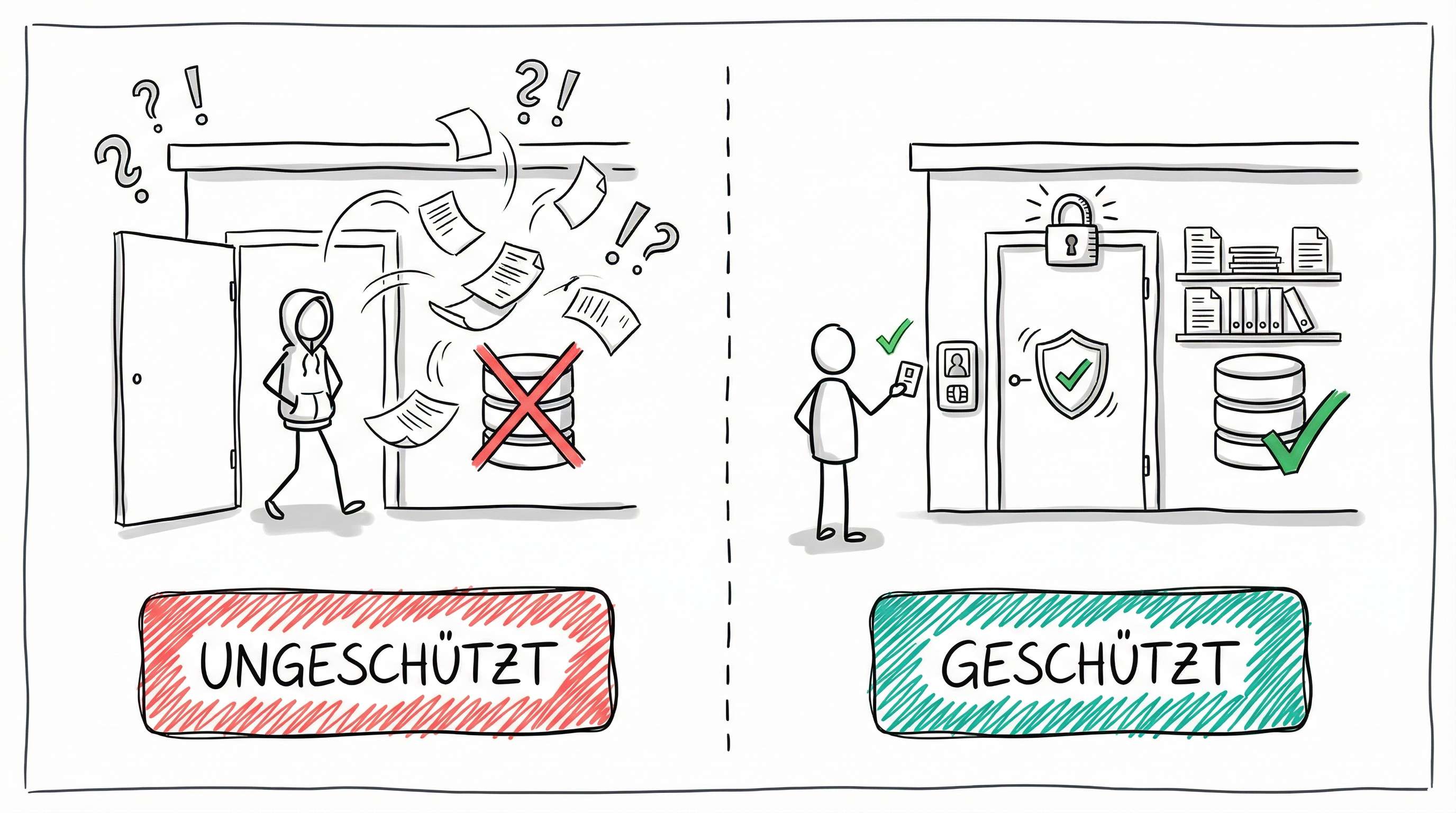 Ungeschützte vs. geschützte Webanwendung