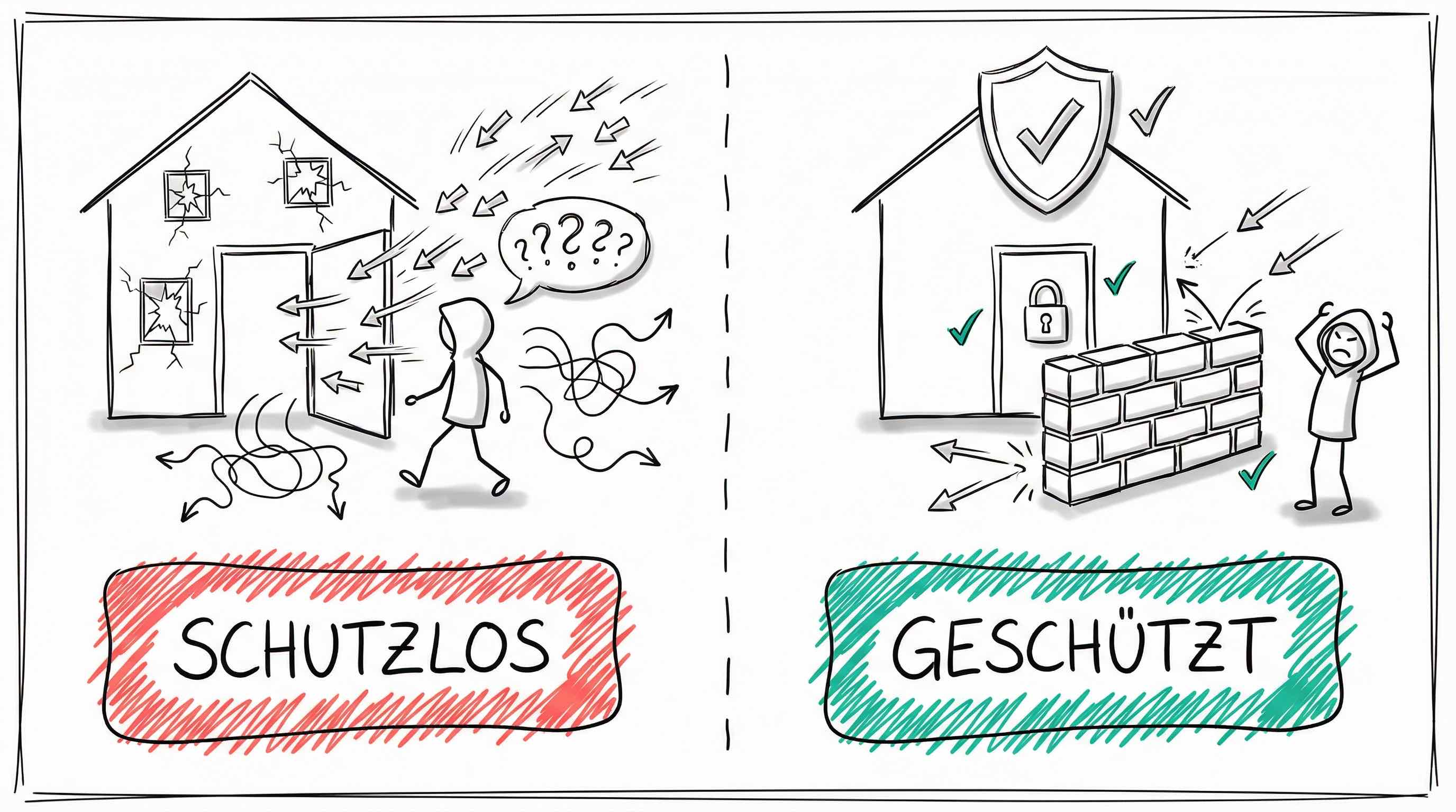 TCP-Sicherheit: Schutzlos vs. Geschützt