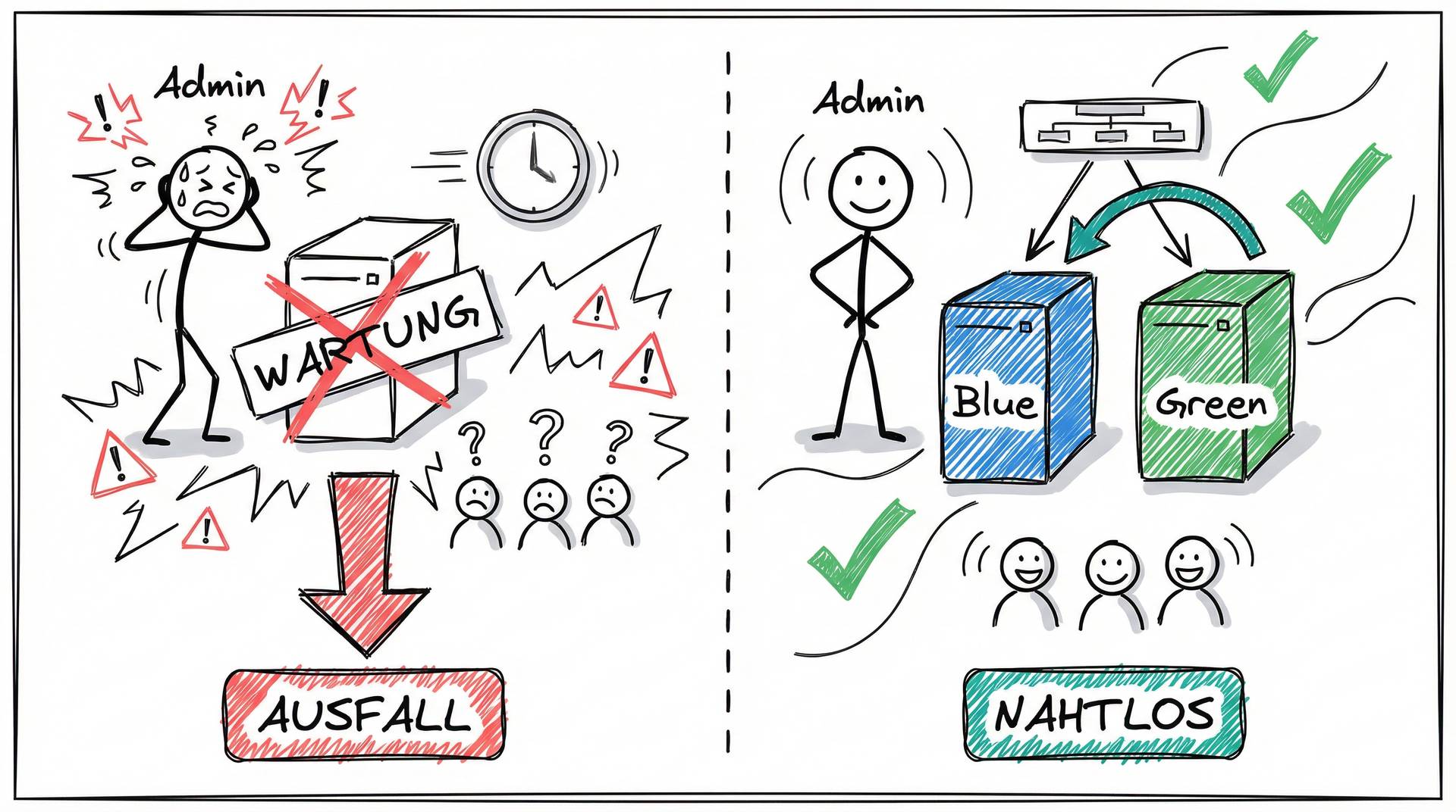 Deployment-Strategien: Ausfall vs. Nahtloses Update