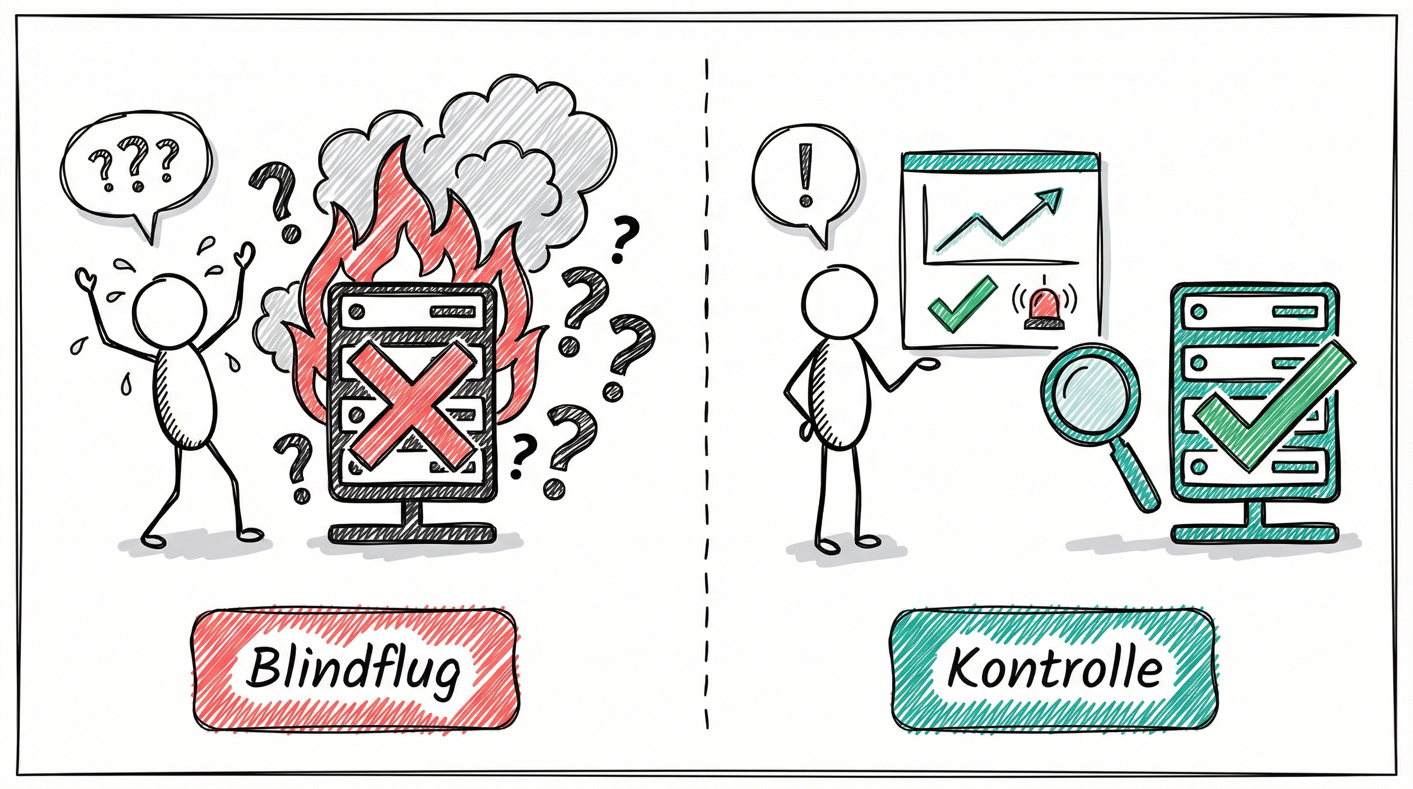 Blindflug vs. Kontrolle: IT-Monitoring visualisiert