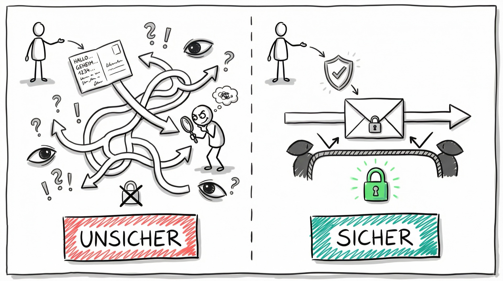 Vergleich: Unsichere vs. sichere Kommunikation mit TLS