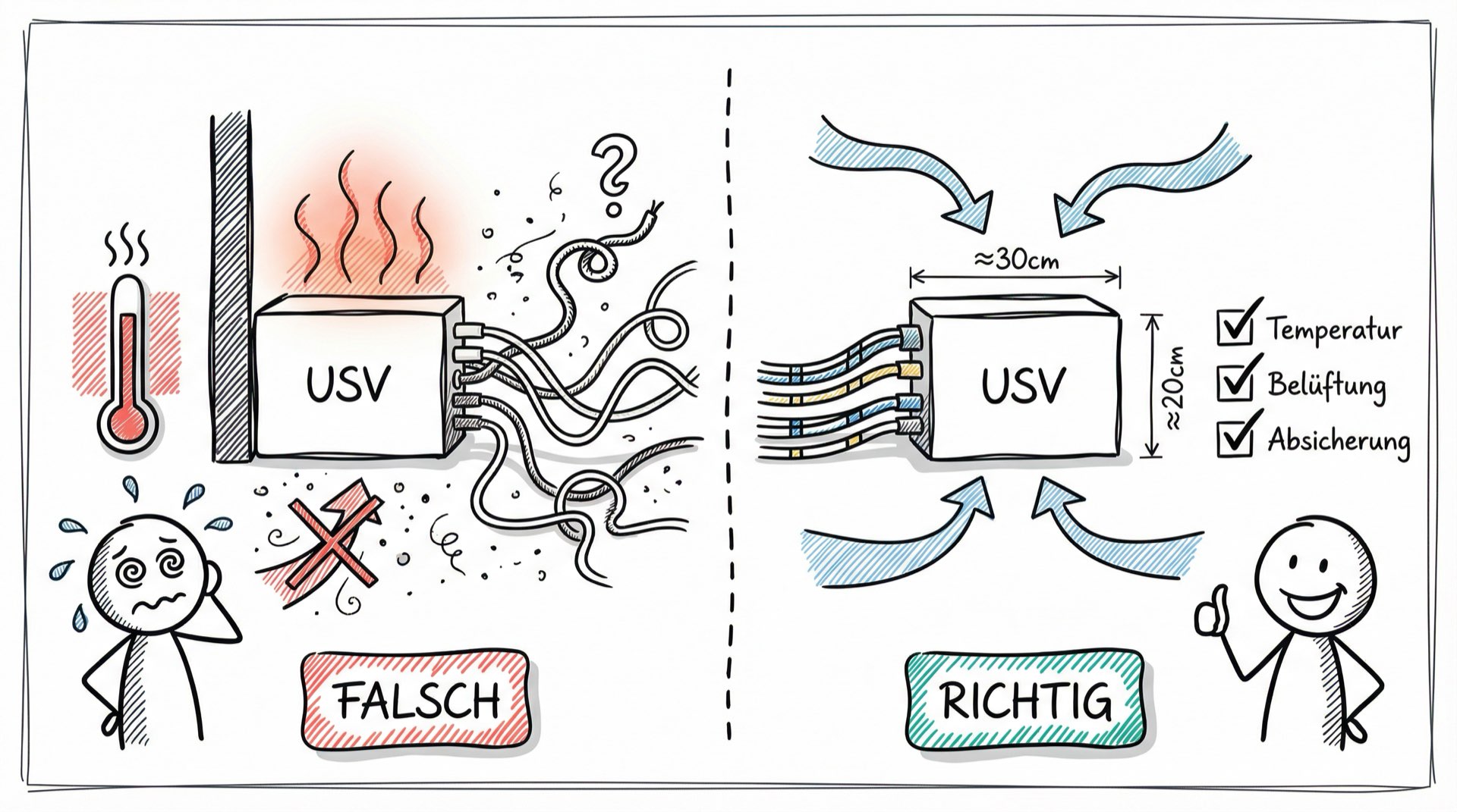 USV-Installation: Falsch vs. Richtig