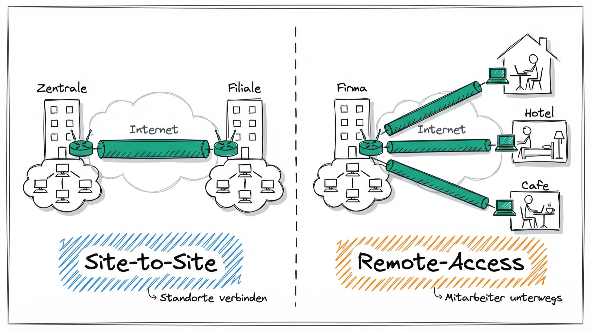 Vergleich Site-to-Site VPN und Remote-Access VPN