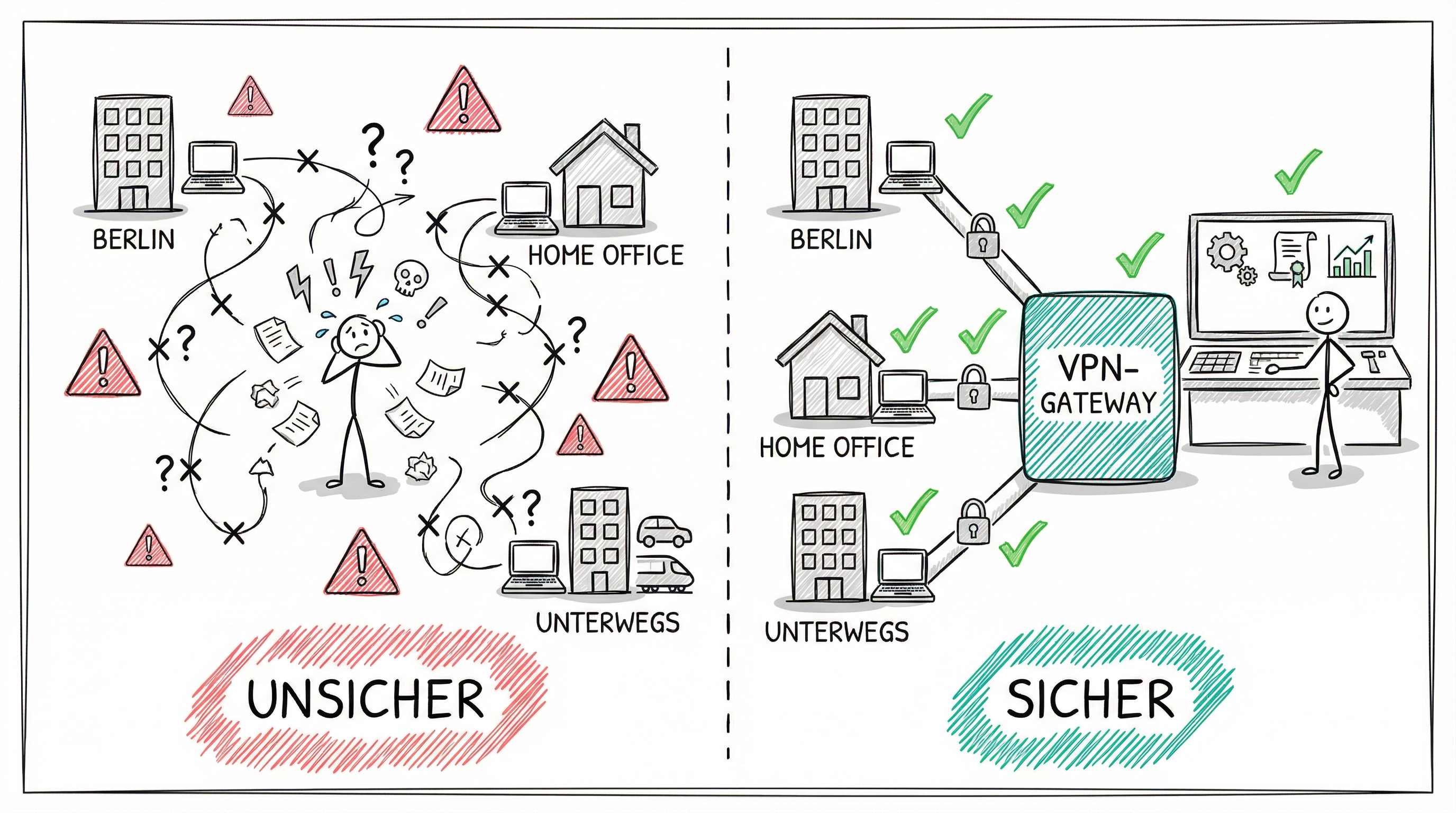Unsichere Verbindungen vs. VPN-Management