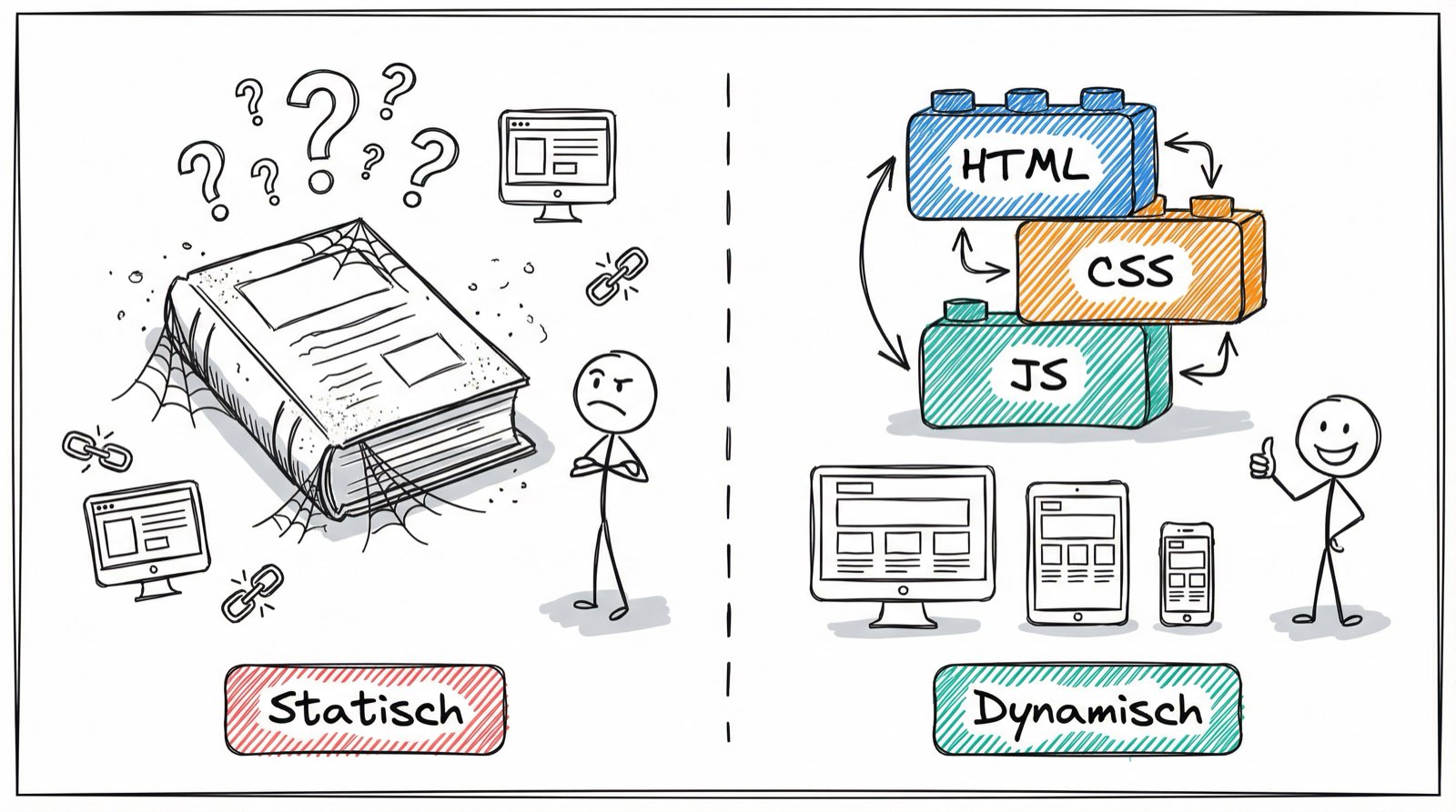 Vergleich: Statische Webseiten vs. moderne Frontend-Entwicklung