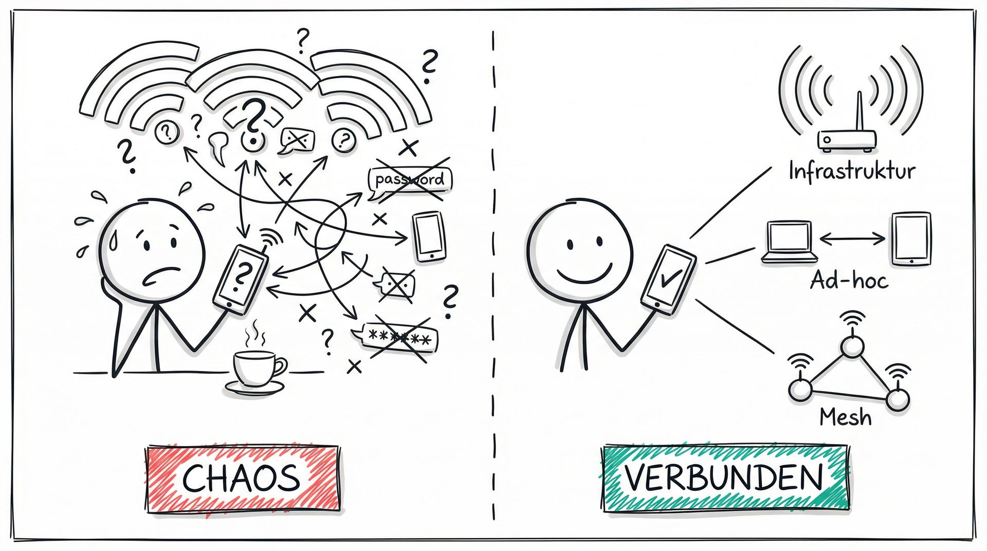WLAN-Betriebsarten: Chaos vs. Verbindung