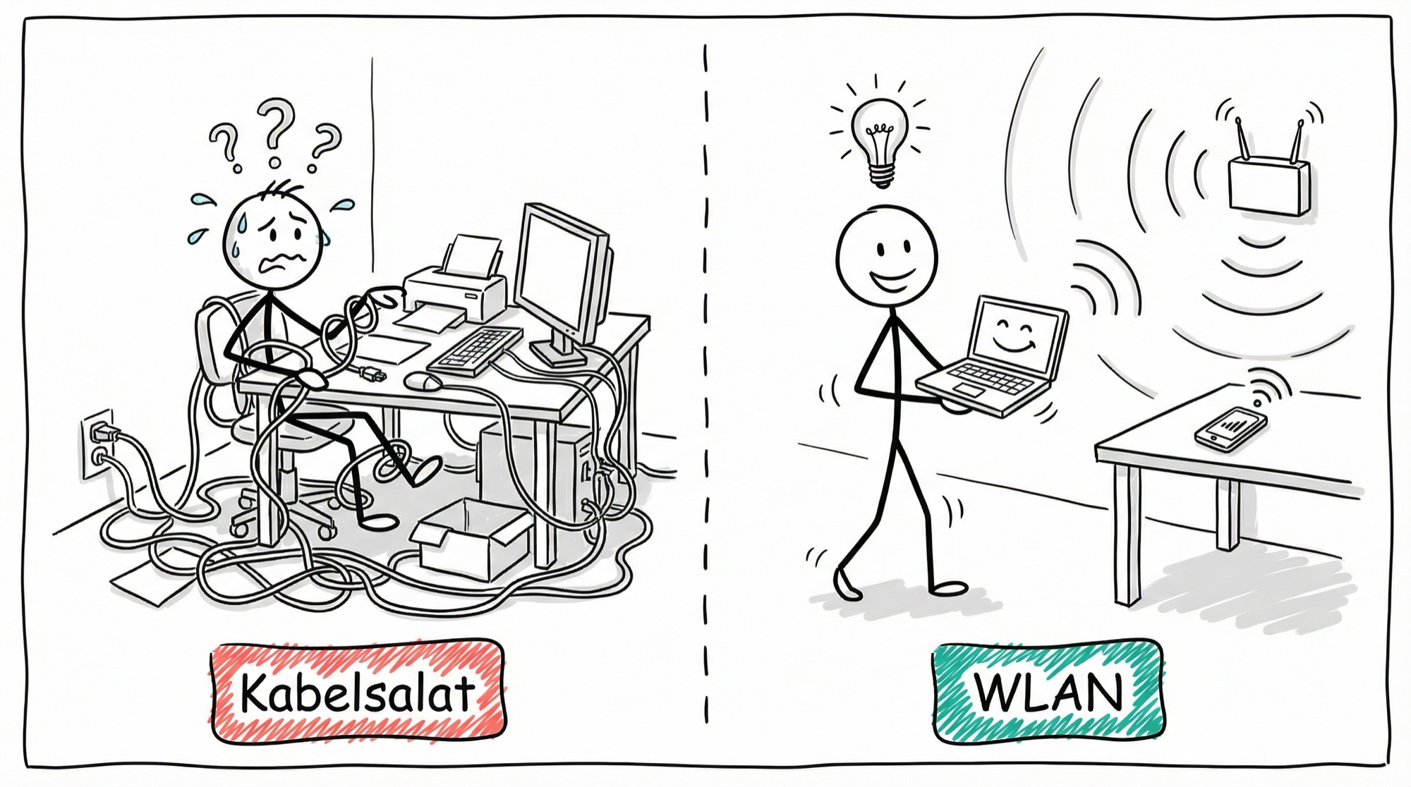 Kabelsalat vs. WLAN Freiheit