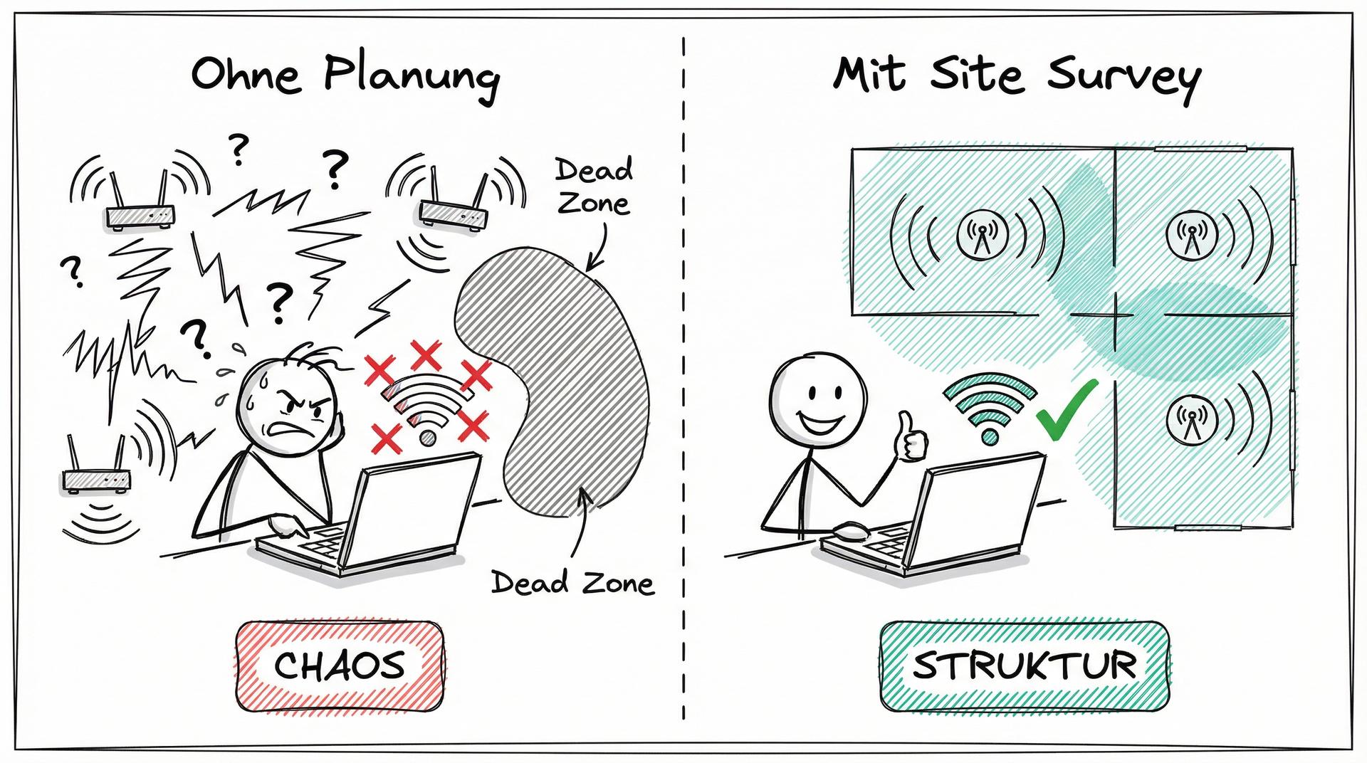 WLAN-Planung: Chaos ohne Planung vs. Struktur mit Site Survey