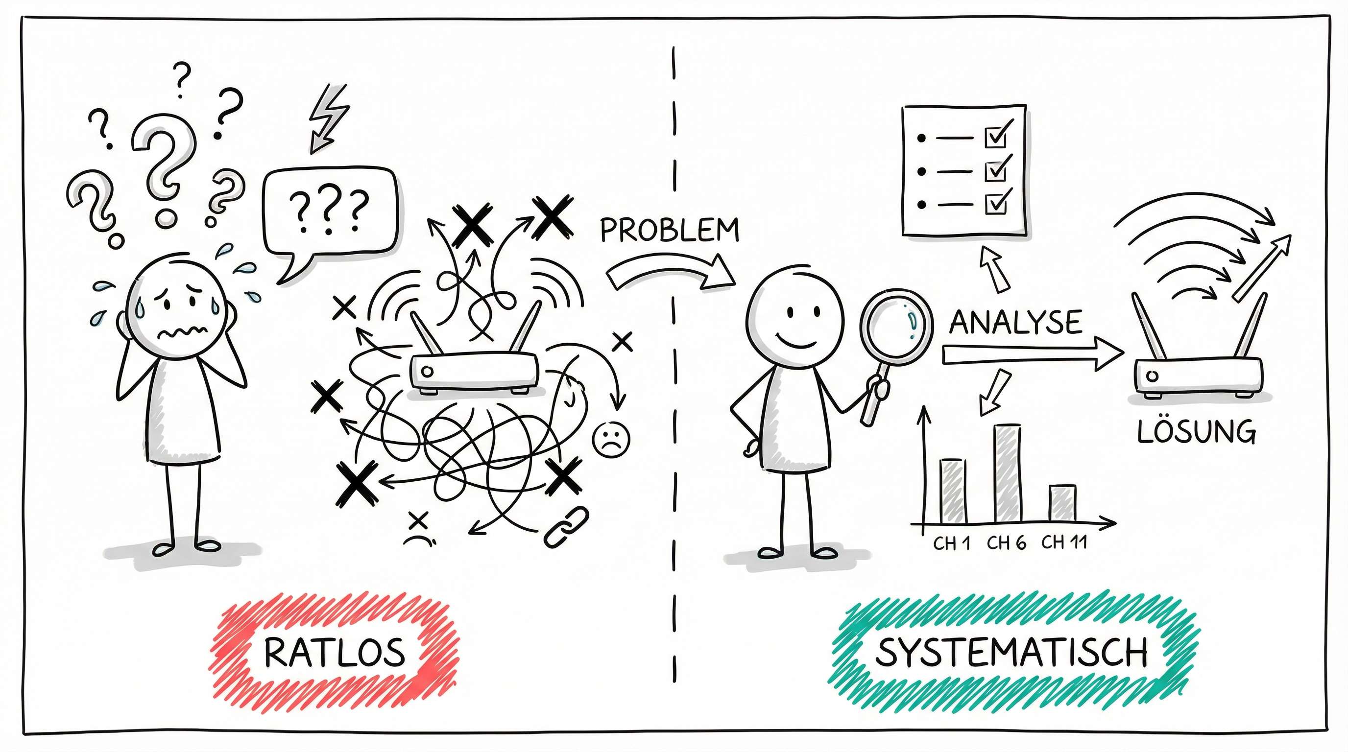 Ratlos vs. Systematisch: WLAN-Troubleshooting im Vergleich