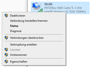 Adapter-Eigenschaften öffnen